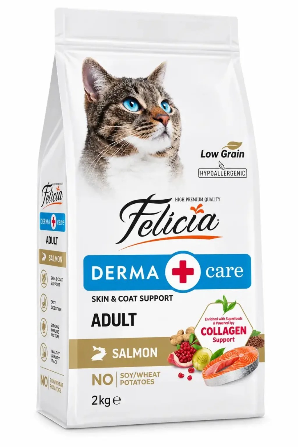 Felicia Low Grain — корм для взрослых кошек с лососем, 2 кг
