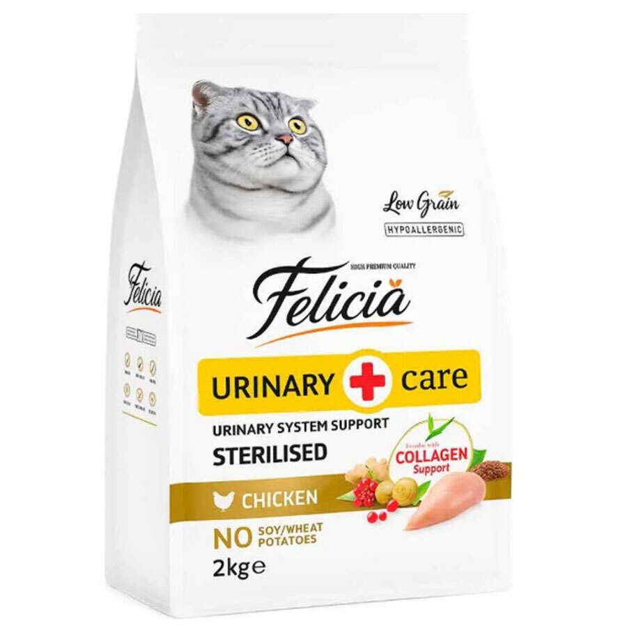 Felicia Low Grain Sterilised — корм для кошек с курицей, 2 кг