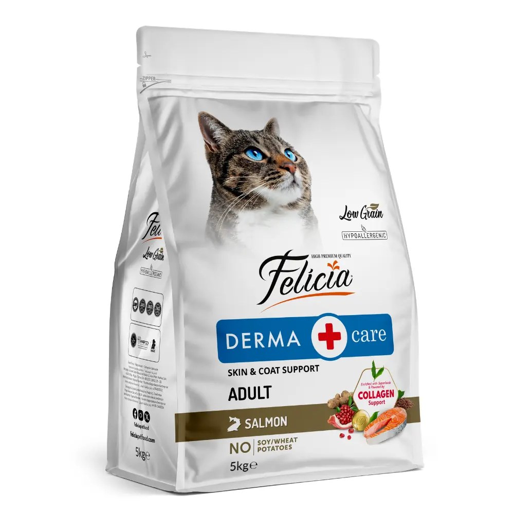 Felicia Low Grain Adult корм для взрослых кошек с лососем, 5 кг