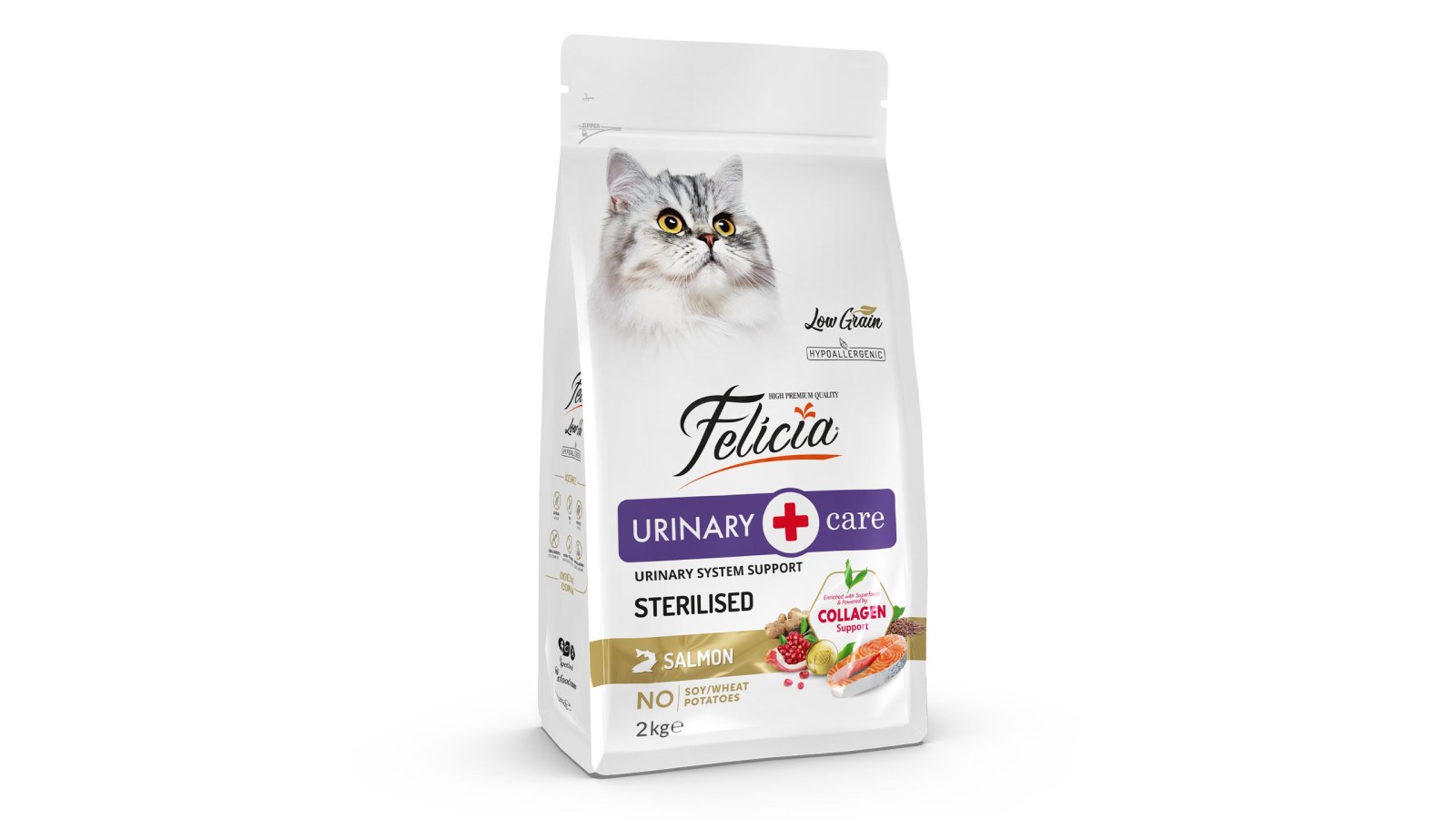 Felicia Low Grain Sterilesed корм для кошек с лососем 5 кг