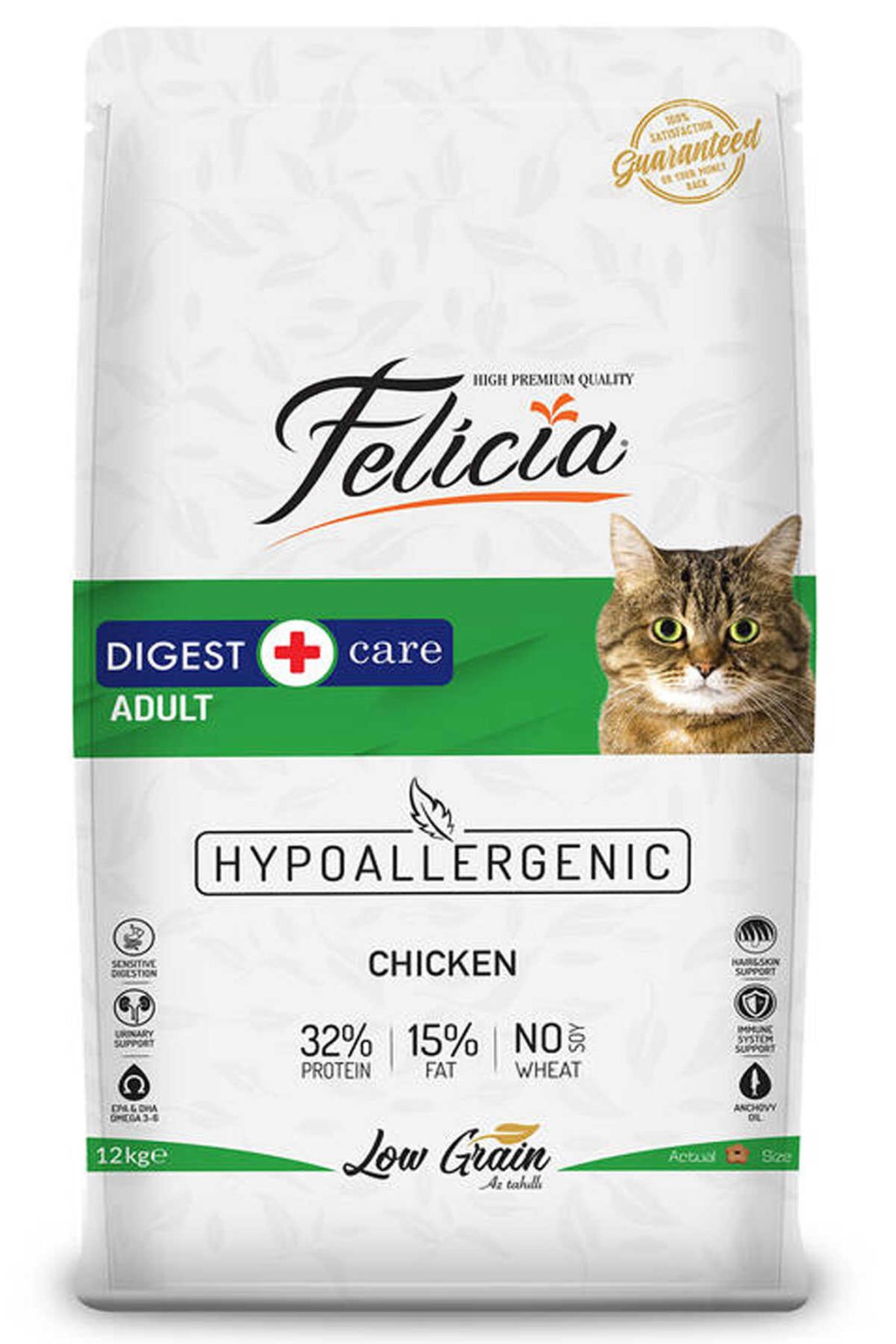 Felicia Low Grain Adult корм для взрослых кошек с курицей, 12 кг