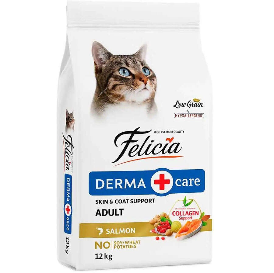 Felicia Low Grain — корм для взрослых кошек с лососем, 12 кг
