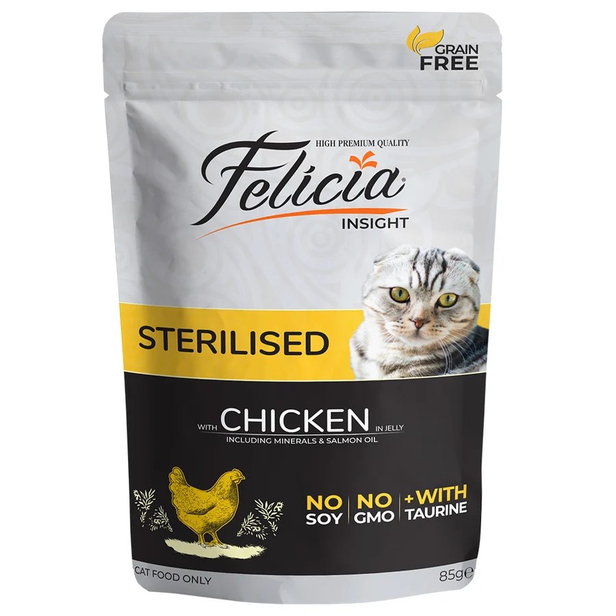 Felicia Wet Cat Food for Sterilised Cats with Chicken in Jelly 85 g