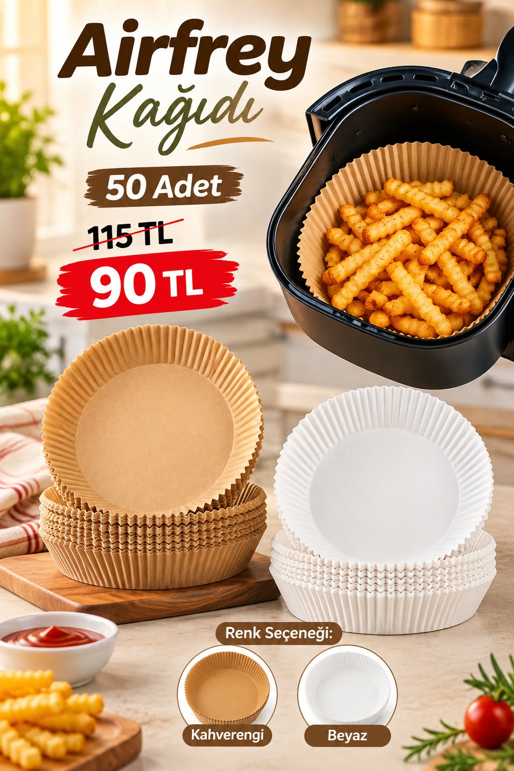Airfryer Pişirme Kağıdı 50 Adet