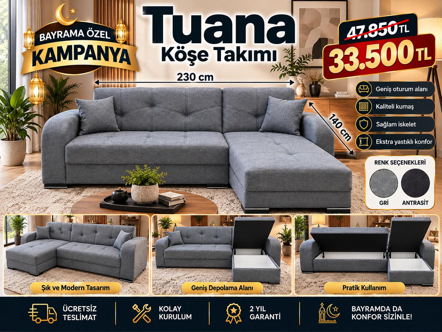 Tuana угловой диван 230x140 см
