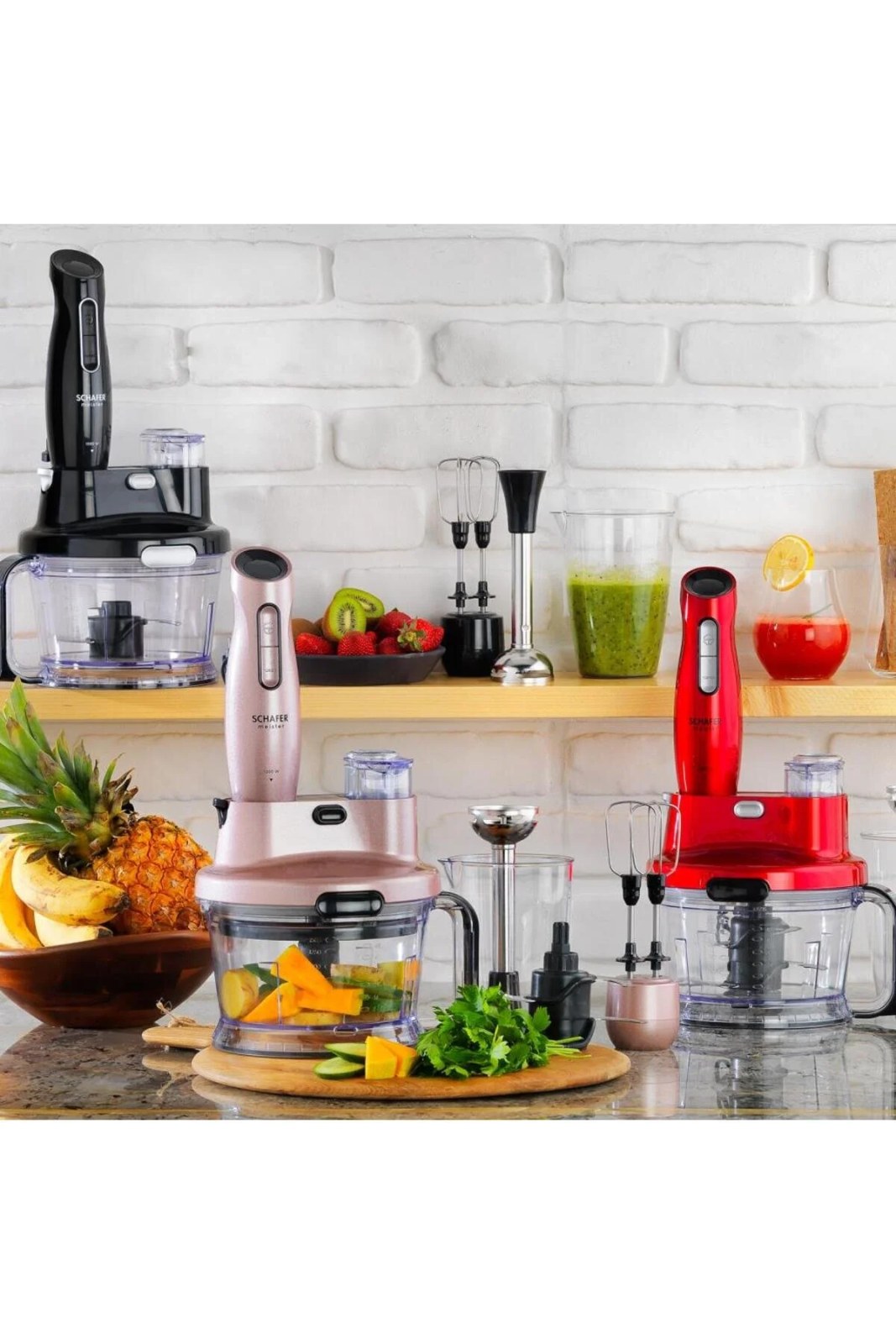 Schafer Meister Multi Blender Set, 17-Piece, Red