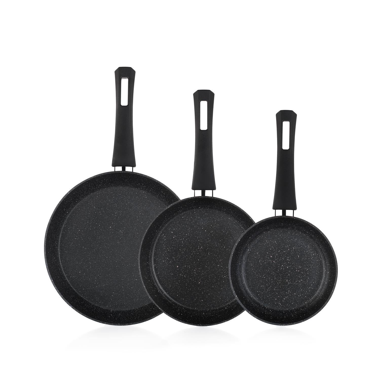 Schafer Black Stone 18+22+26 cm 3'lü Tava Seti Siyah