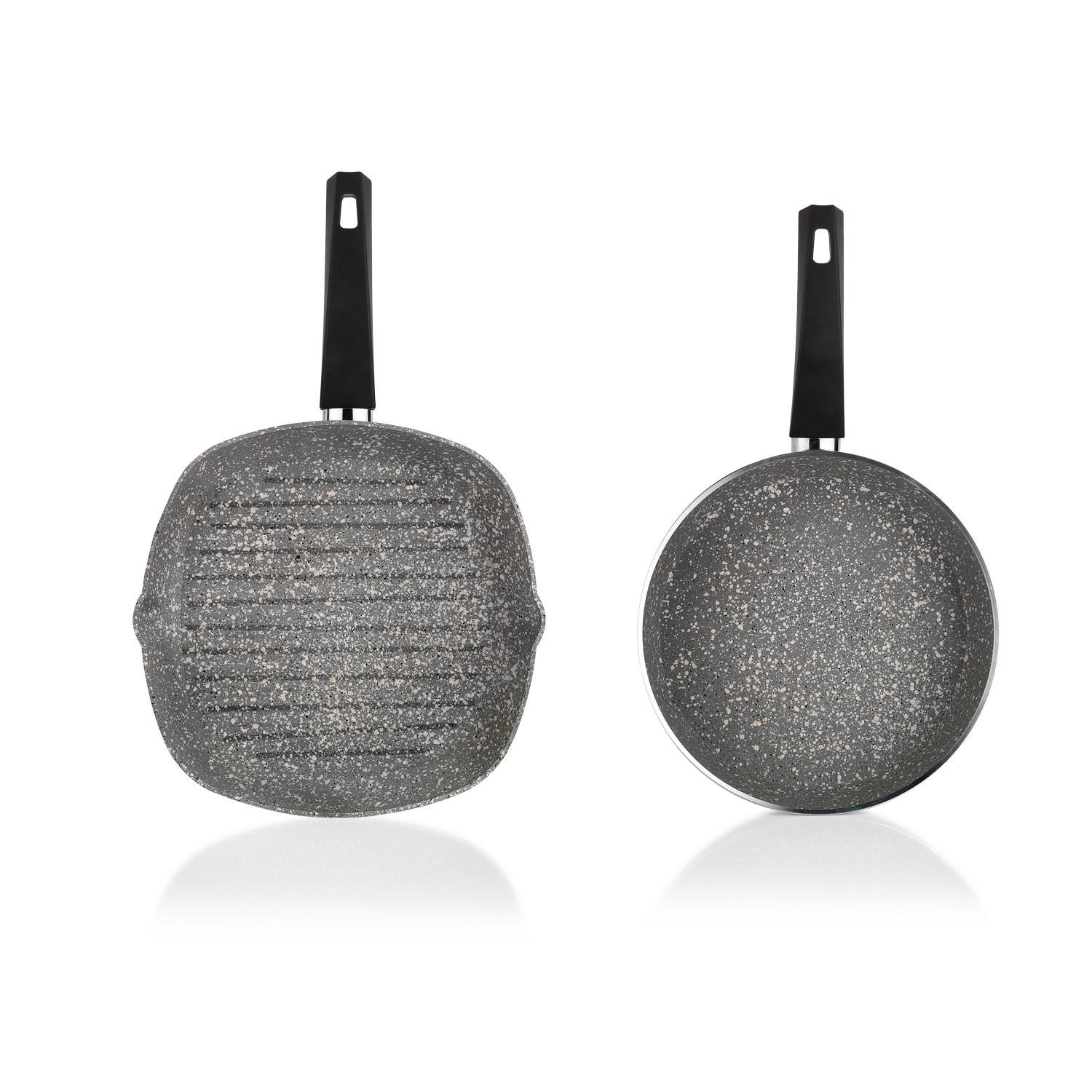 Schafer Eternal 28 cm Grill Pan and 26 cm Pan Set, Grey