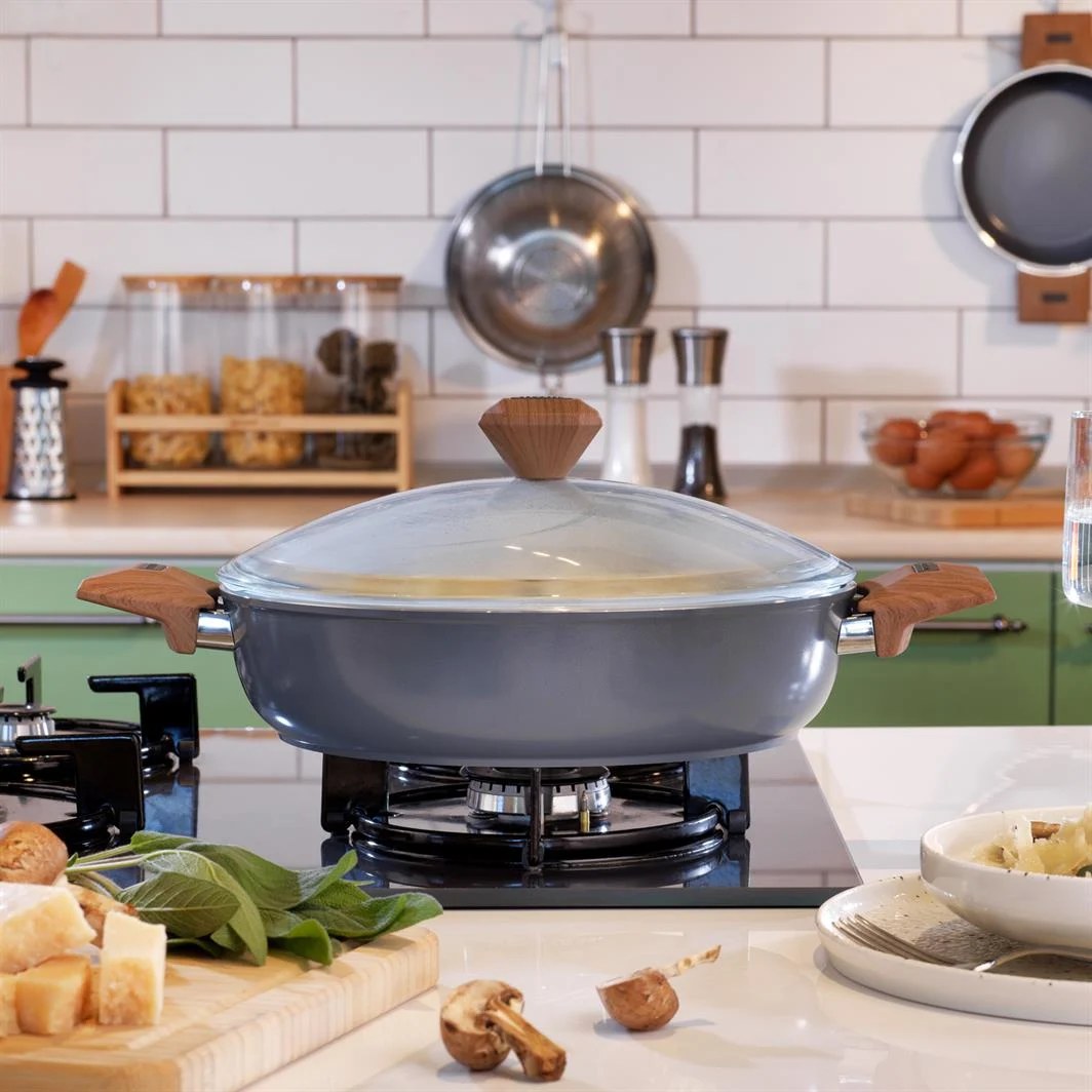 Schafer Fiesta керамическая низкая кастрюля 30 см, чёрная