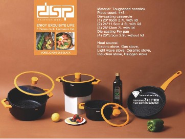 DSP Professional DSP-CA002-SO2B 7-Piece Cast Granite Cookware Set