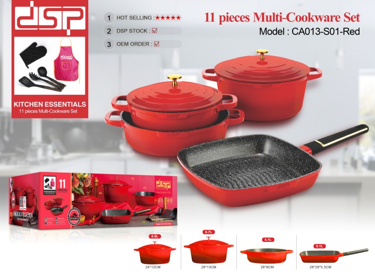 DSP Professional DSP-CA013-SO1R 11-Piece Cast Granite Cookware Set