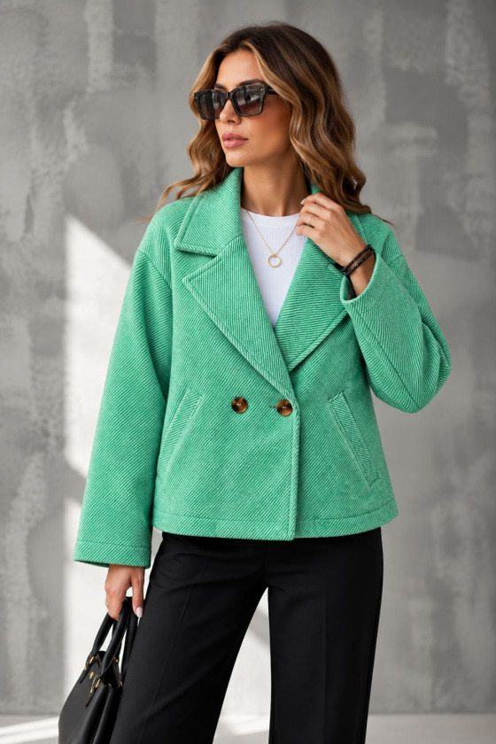 FashionWe 194664 Double-Breasted Short Jacket Coat