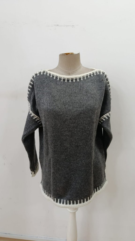 FashionWe 180040 Women's Long-Sleeve Boat-Neck Knit Blouse