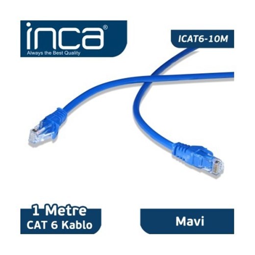 INCA CAT6 26AVG 1METRE CAT6 NETWORK KABLO MAVİ