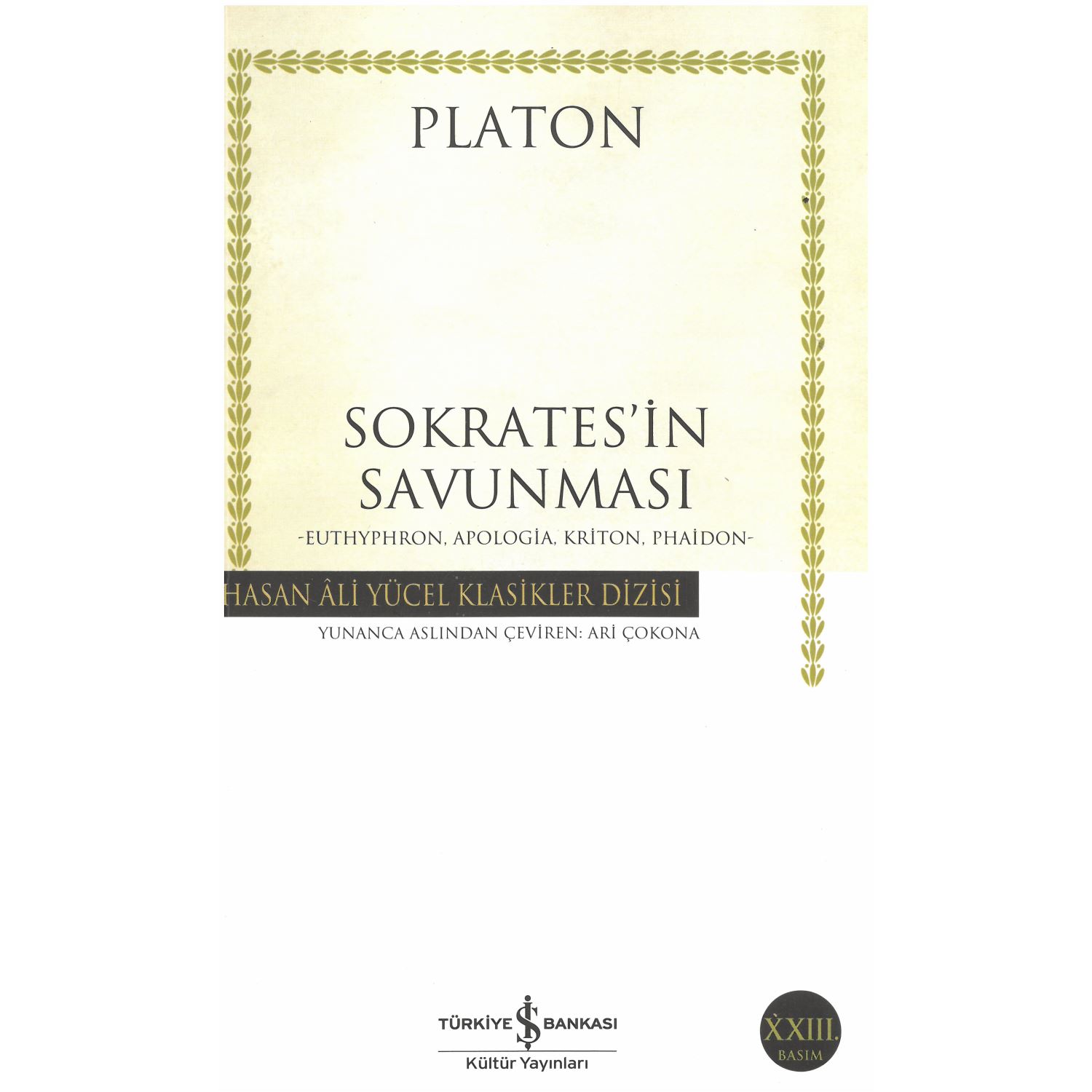 Sokrates'in Savunması Platon Felsefe Kitabı