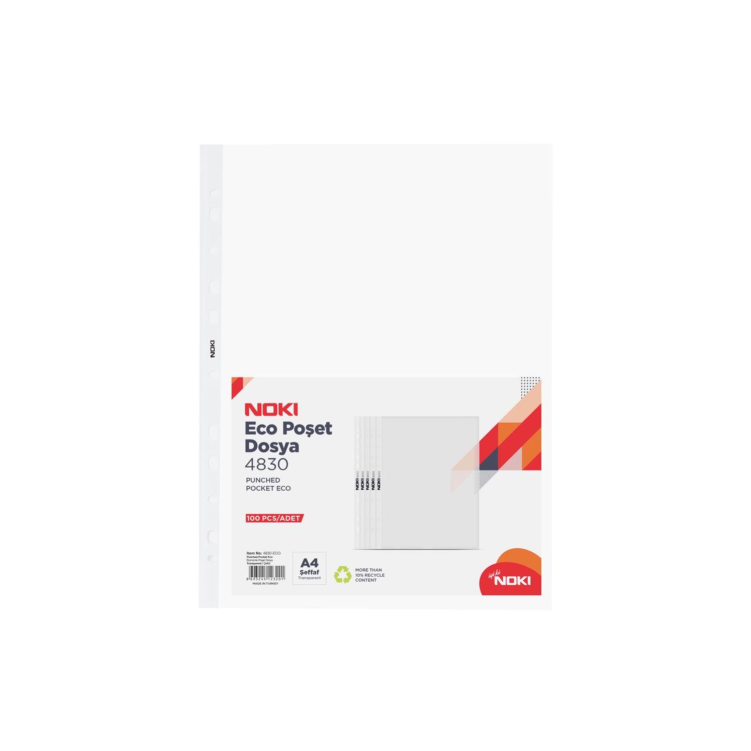 Noki Eco 4830 A4 Punched Pockets, 100 Pack