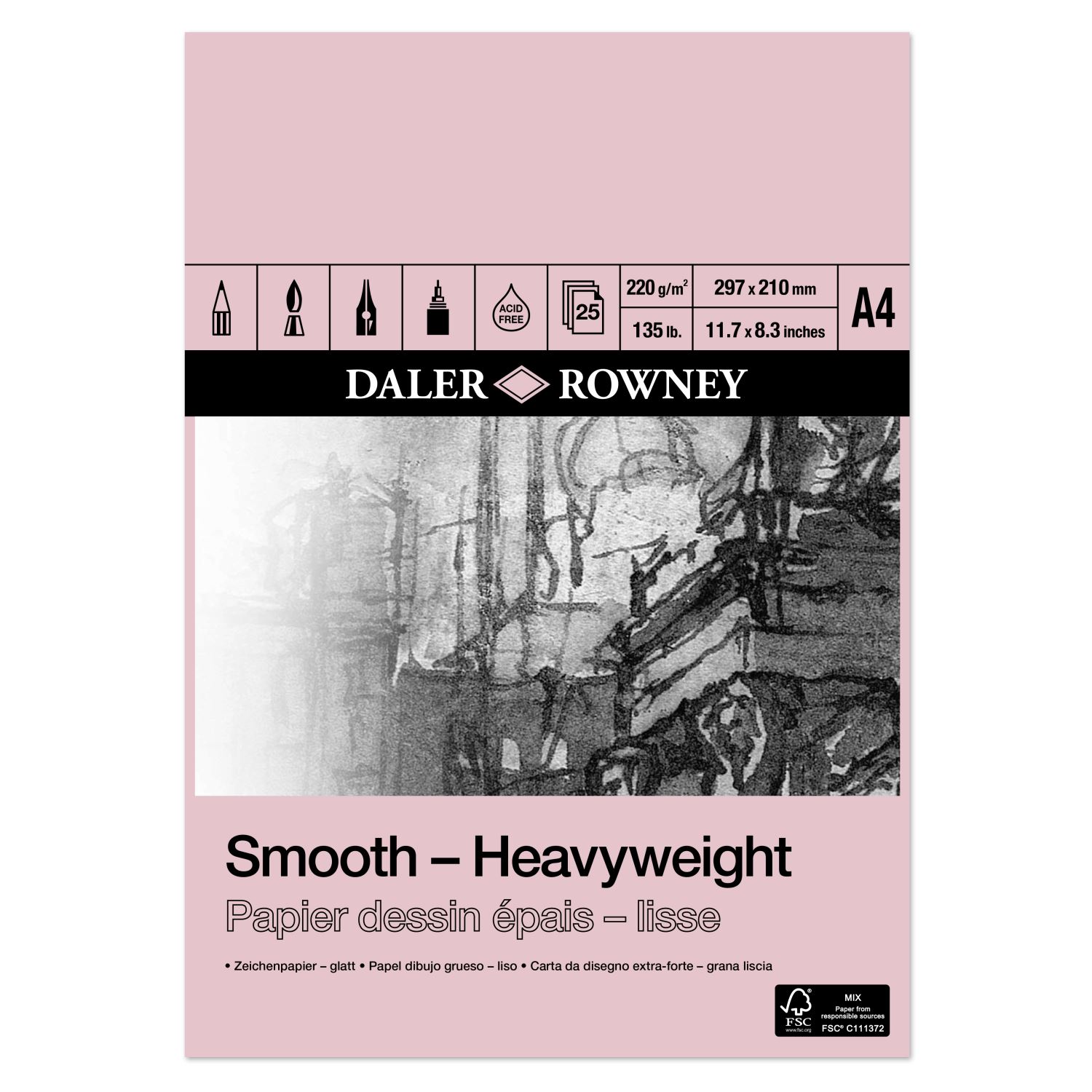 Daler Rowney Smooth Heavyweight, блок для рисования A4