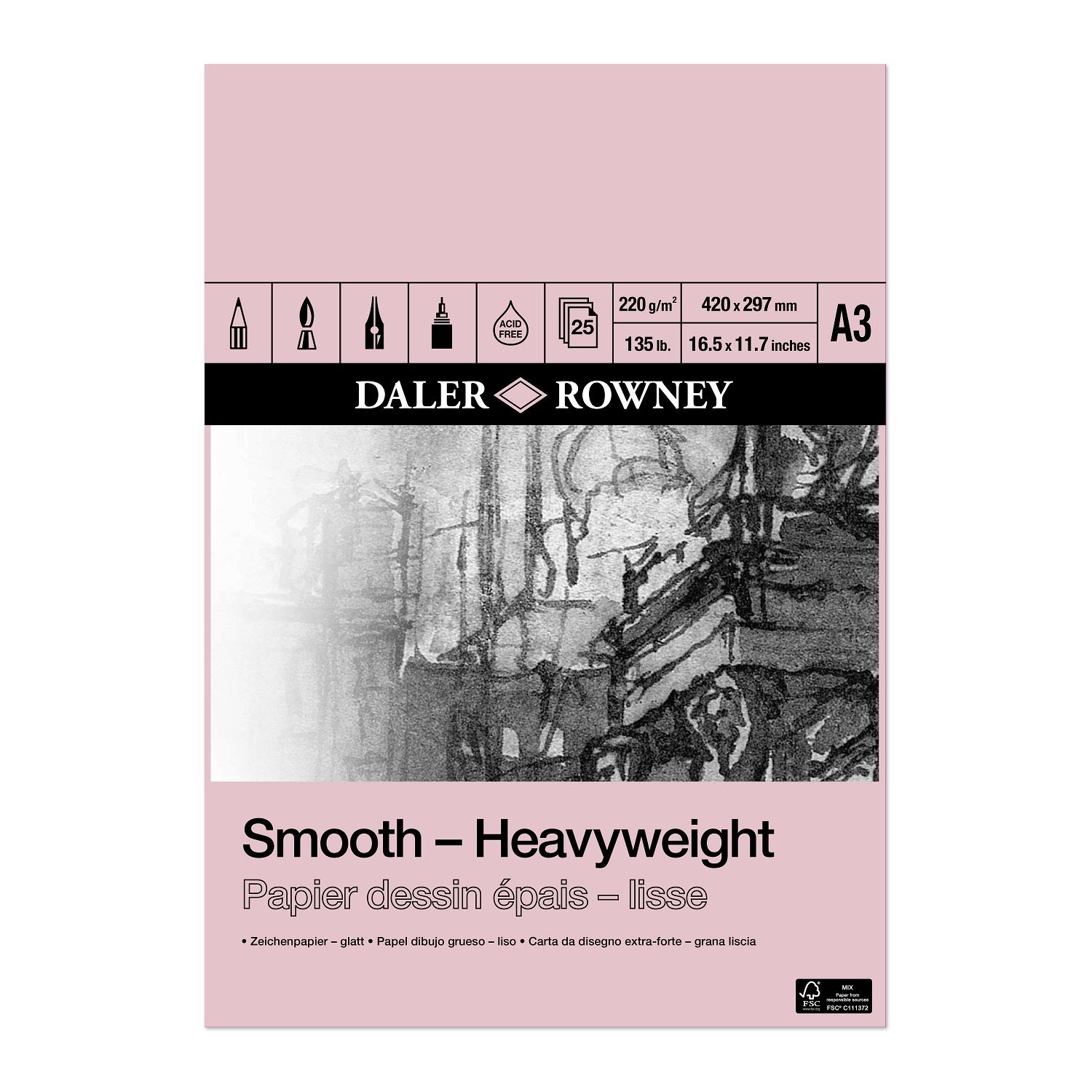 Daler Rowney Smooth Heavyweight: блок для рисования A3