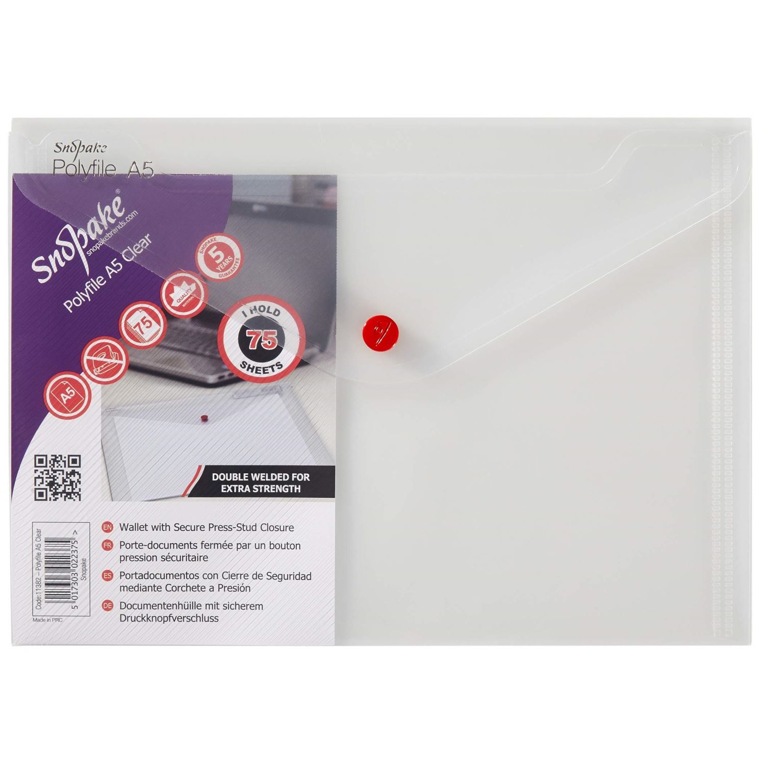 Snopake Polyfile Çıtçıtlı Dosya A5 Şeffaf