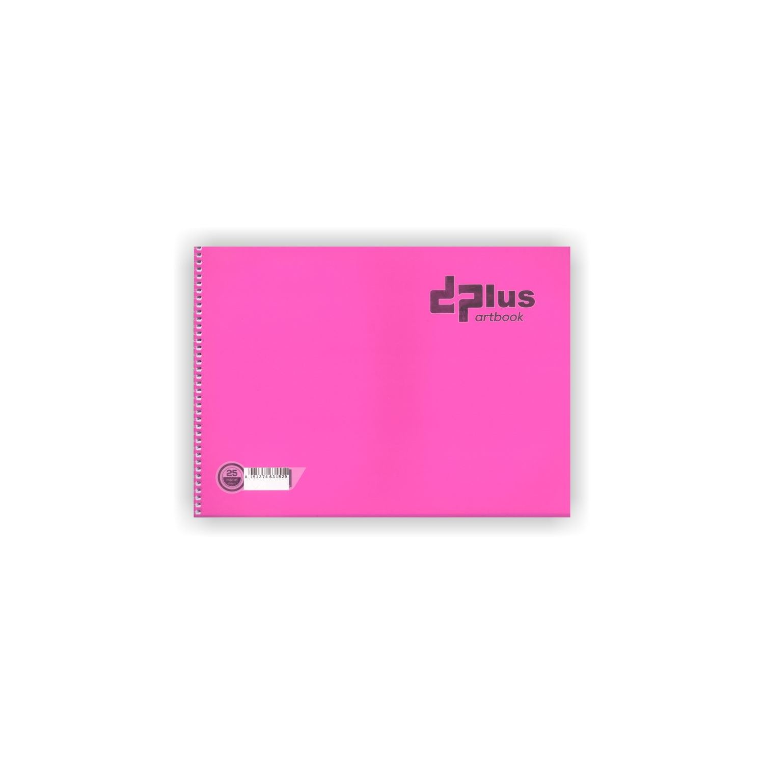 Dplus 25x35, розовый скетчбук с пластиковой обложкой и спиралью