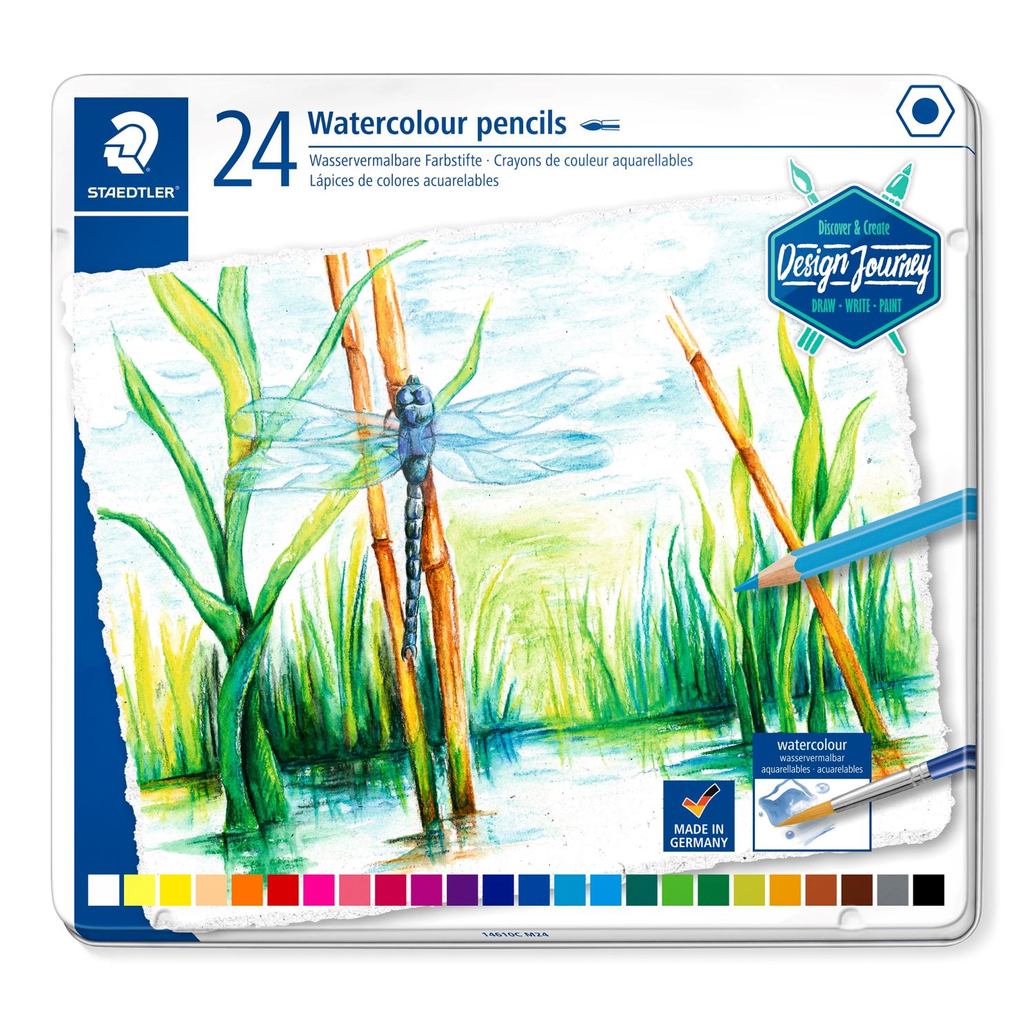 Staedtler 14610C M24 Watercolour Pencils, 24-Piece Metal Tin