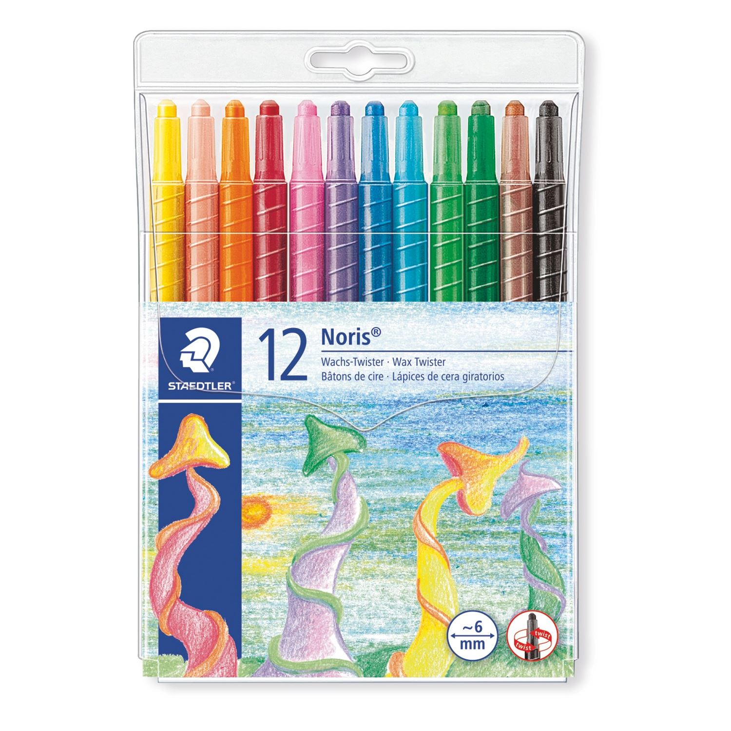 Staedtler Noris Club Twist-Up Wax Crayons, 12 Colours