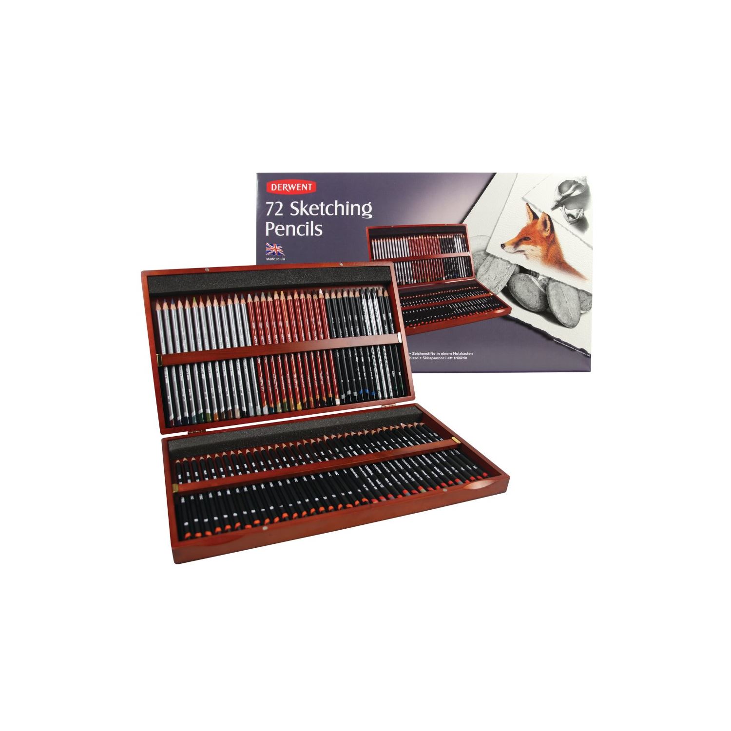 Derwent Sketching 72-Pencil Wooden Set 2301902