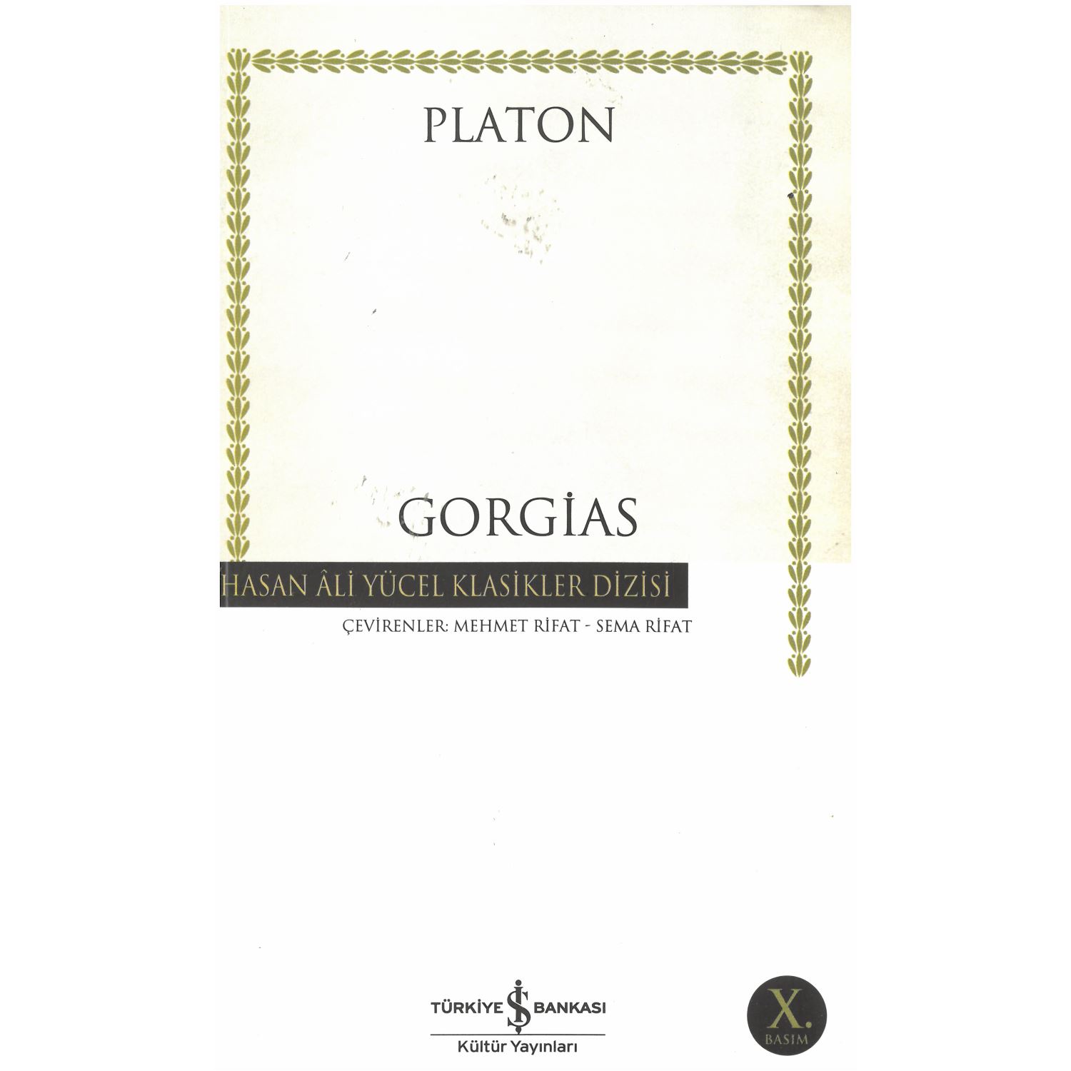 İş Bankası Kültür Yayınları Gorgias, книга по философии на турецком