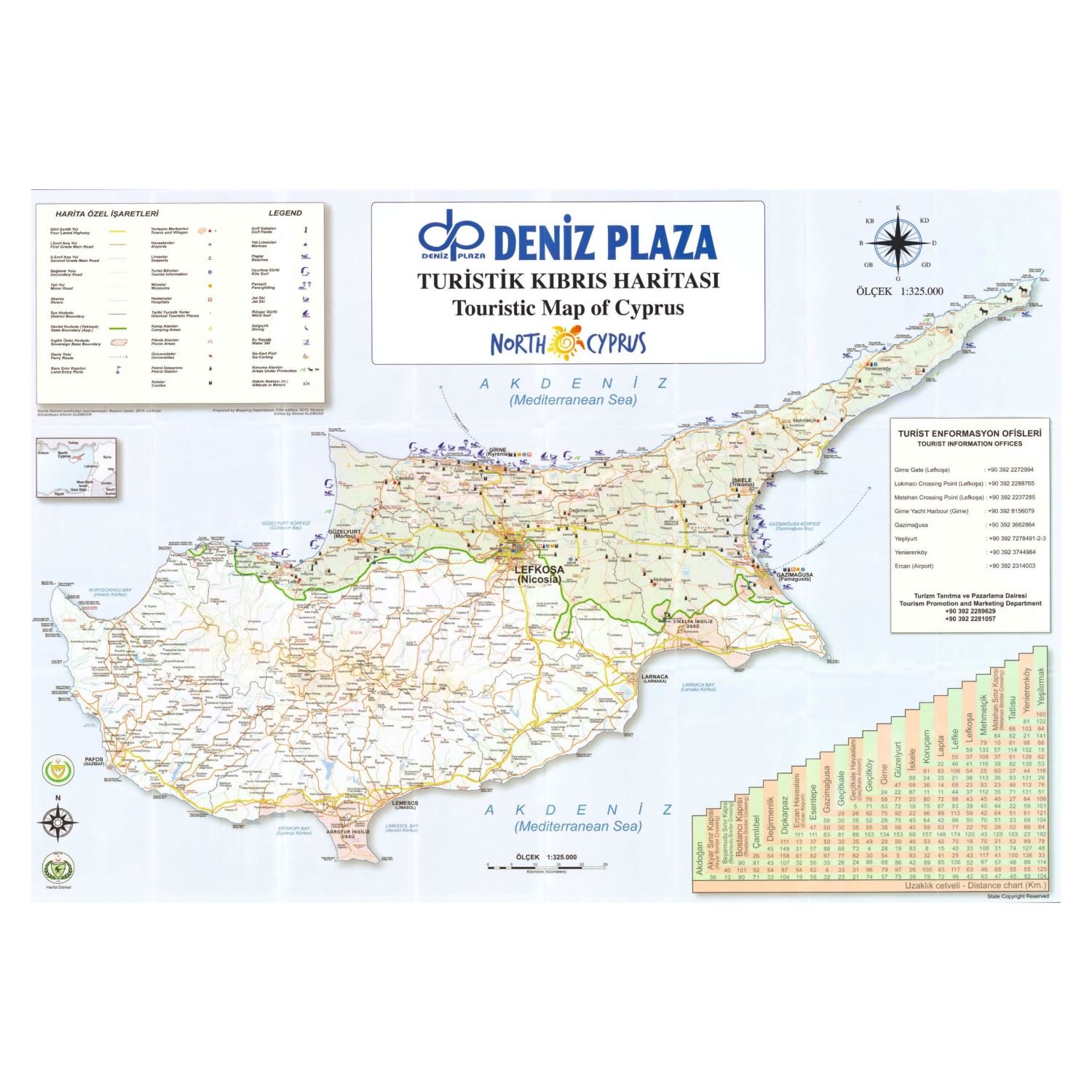 Denizplaza Yayınları — туристическая карта Кипра