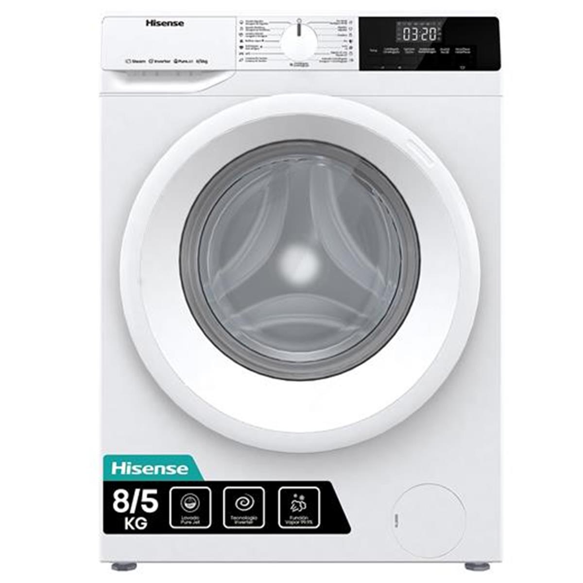 HISENSE WDQE8014EVJM 8 KG YIKAMA 5 KG KURUTMA 1400 DEVİR KURUTMALI ÇAMAŞIR MAKİNESİ BEYAZ