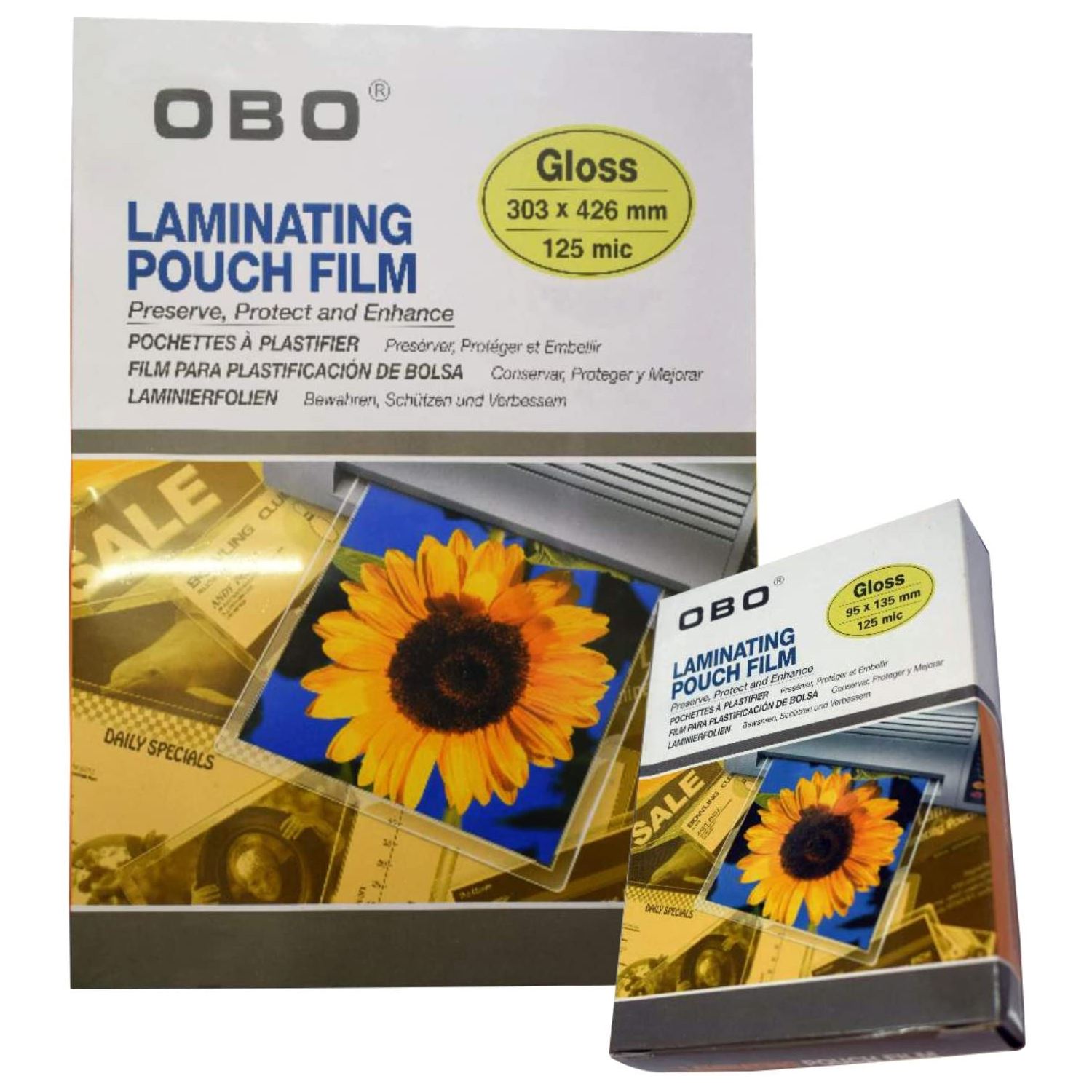 OBO 125-A3 Laminating Pouch Film, 125 Micron, 100 Sheets, A3