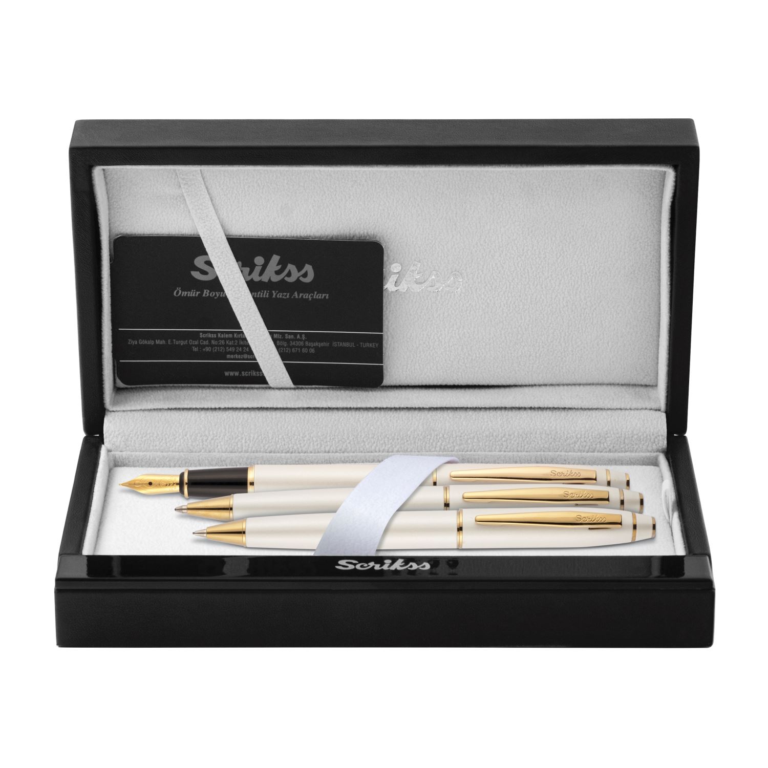 Scrikss 35 Noble Beyaz Gold 3'lü Kalem Seti