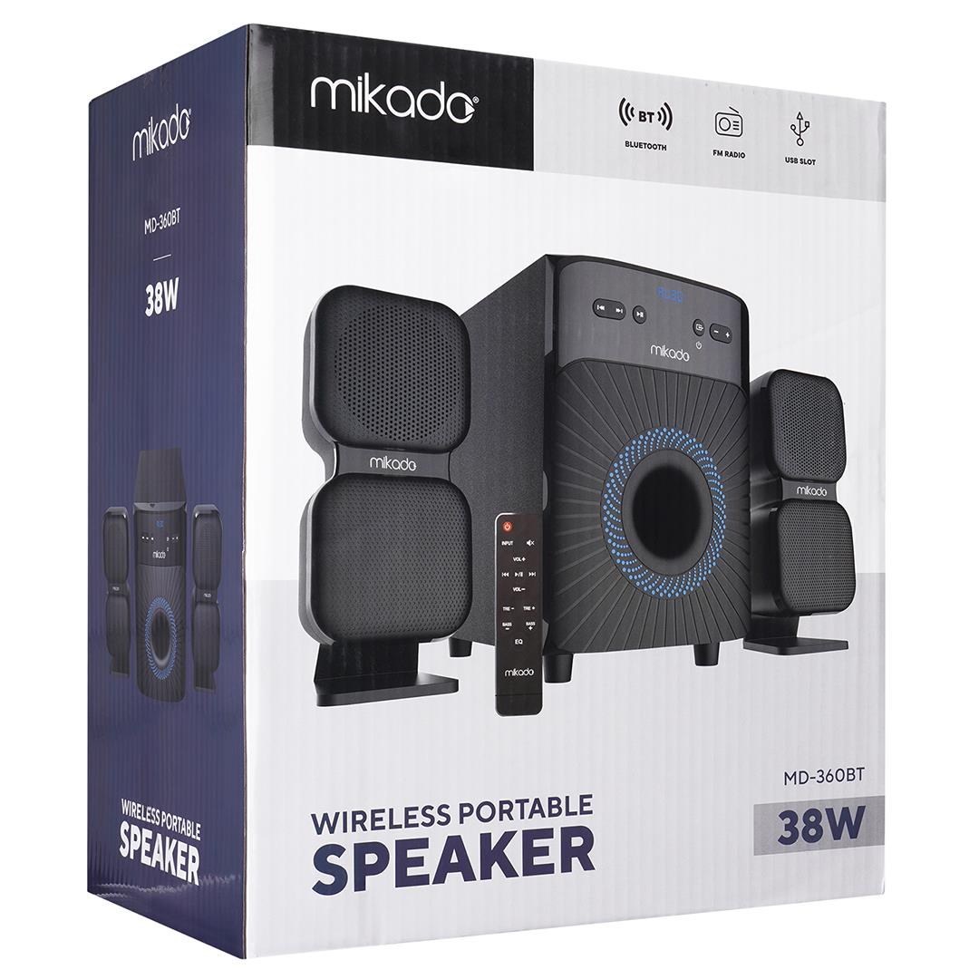 Mikado MD-360BT 2.1 38 W Bluetooth/AUX/USB/FM/LED Display Multimedia Speaker