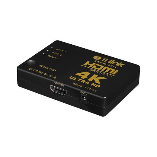 S-Link SWV-KCG014 HDMI 3TO1 Switch 4K*2K, IR +Adaptör