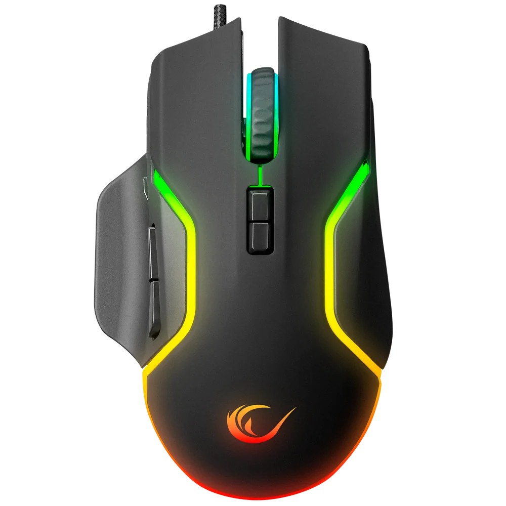 Rampage Miracle M2 USB, чёрная игровая мышь, 8 кнопок, RGB, 7200 DPI