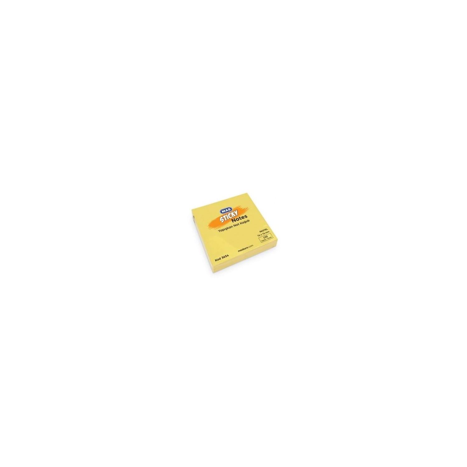 Mas 76x76 Mm Pastel Yapışkanlı Not Kağıdı Sarı