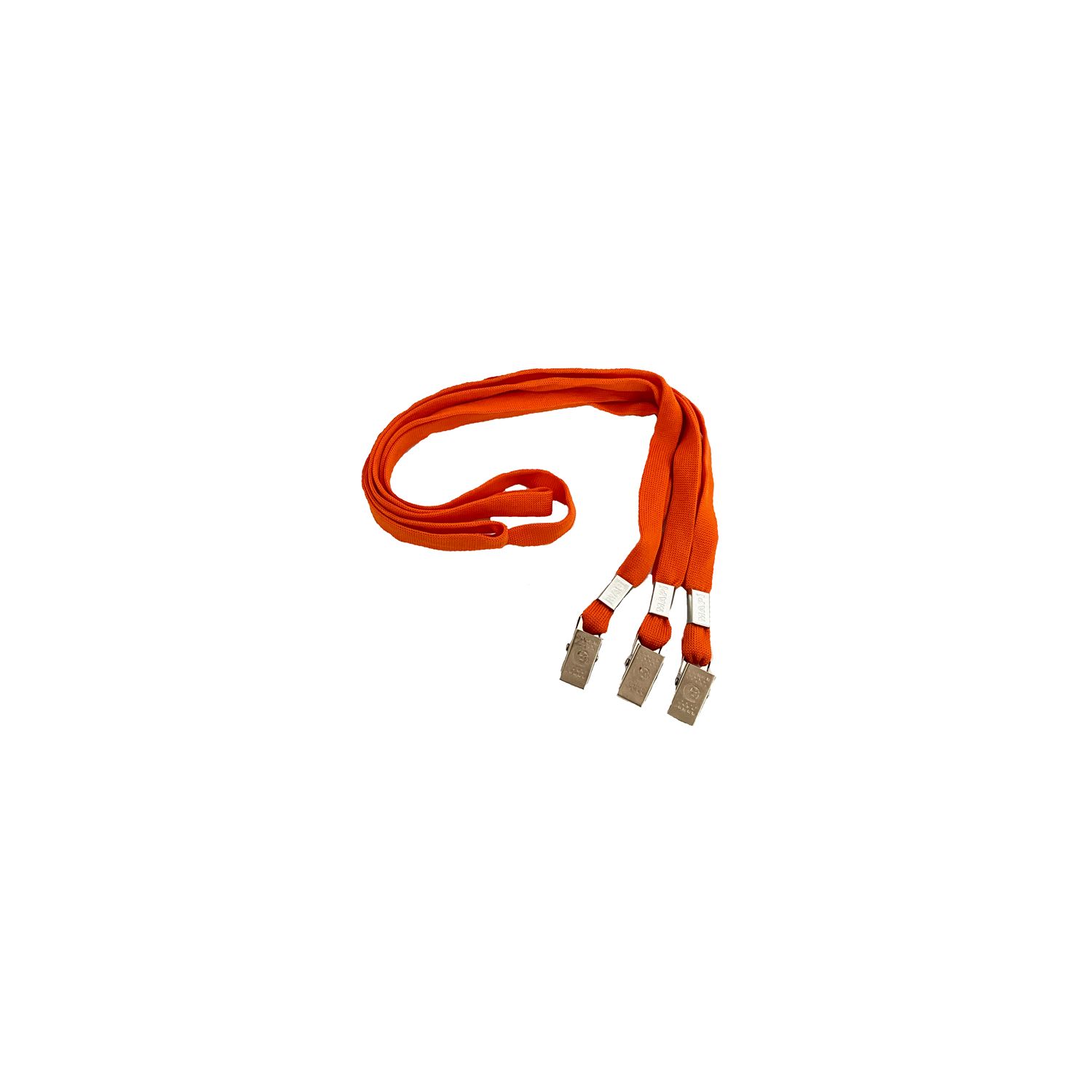 Eraysan 9103008 Orange Metal Clip Polyester Woven ID Lanyard, 10 Pack