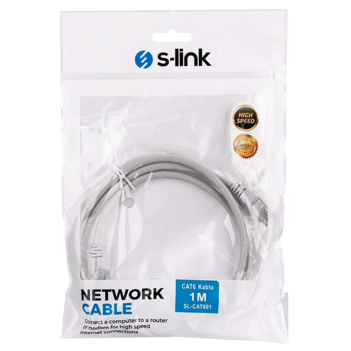 S-Link SL-CAT601 1 m CAT6 Ethernet Cable, Grey
