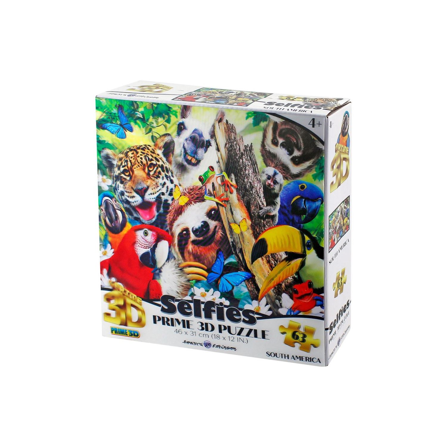 Prime 3d Güney Amerika Hayvanları Selfie Puzzle 63 Parça