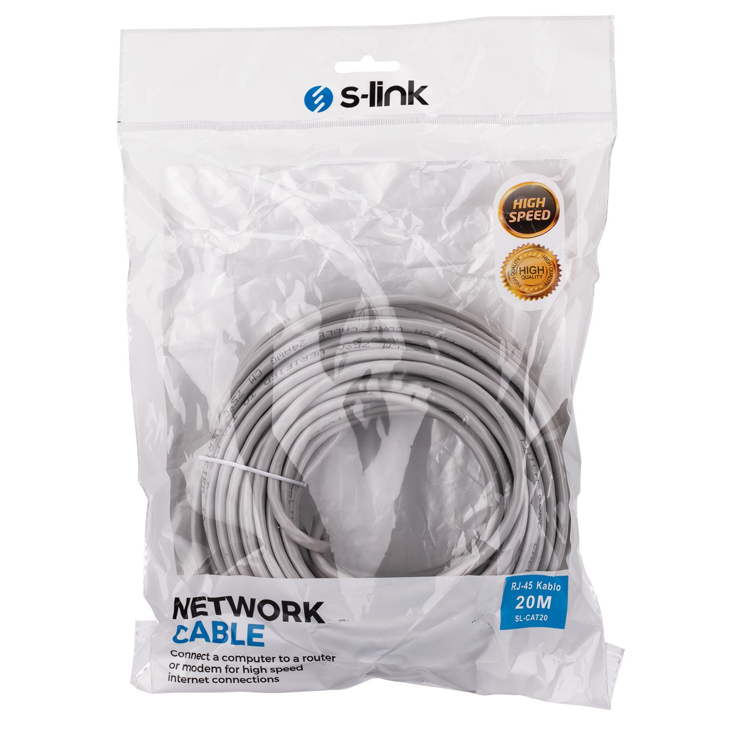 S-Link SL-CAT20 20 m RJ-45 Ethernet Cable, Grey