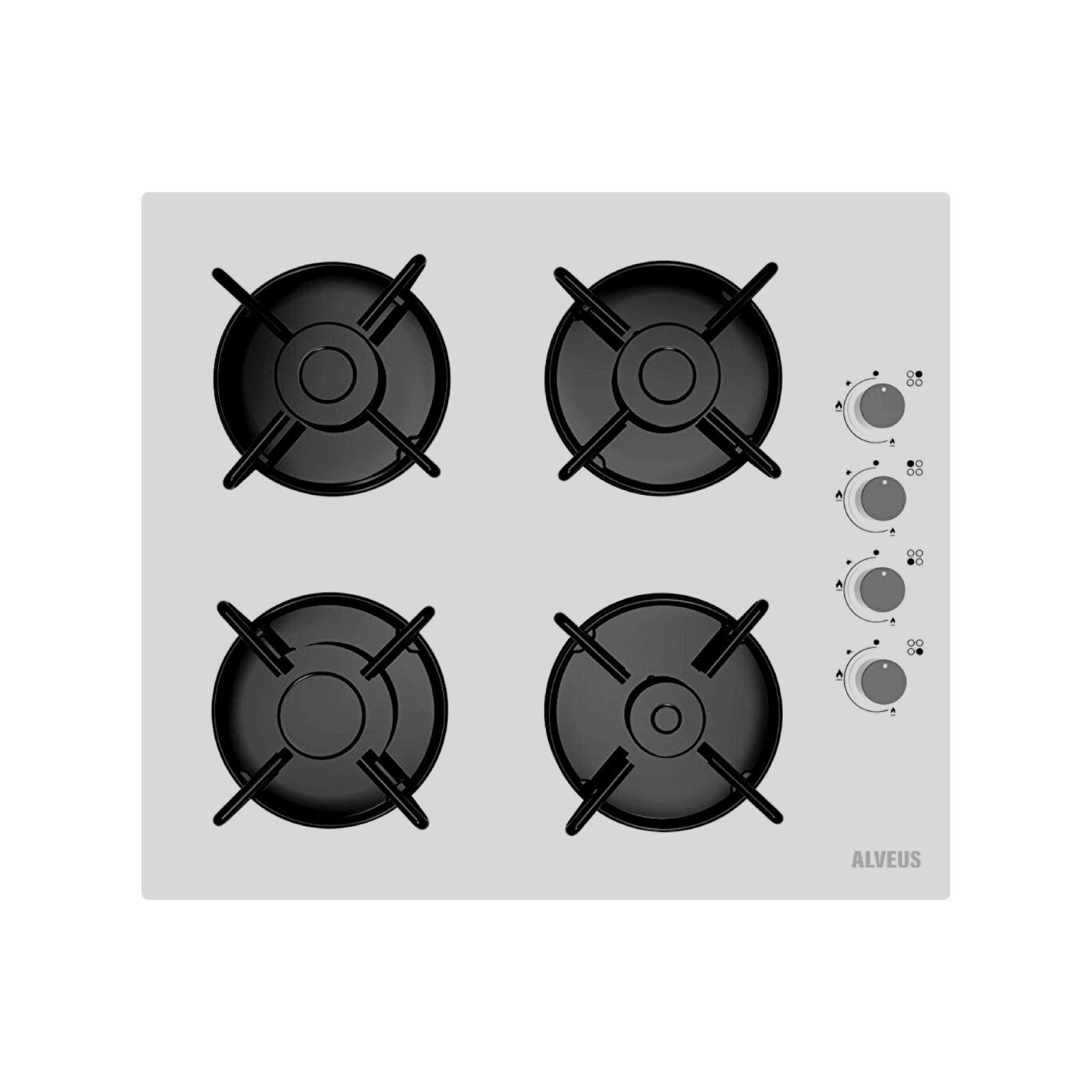 Alveus GLS640 White Glass Gas Hob