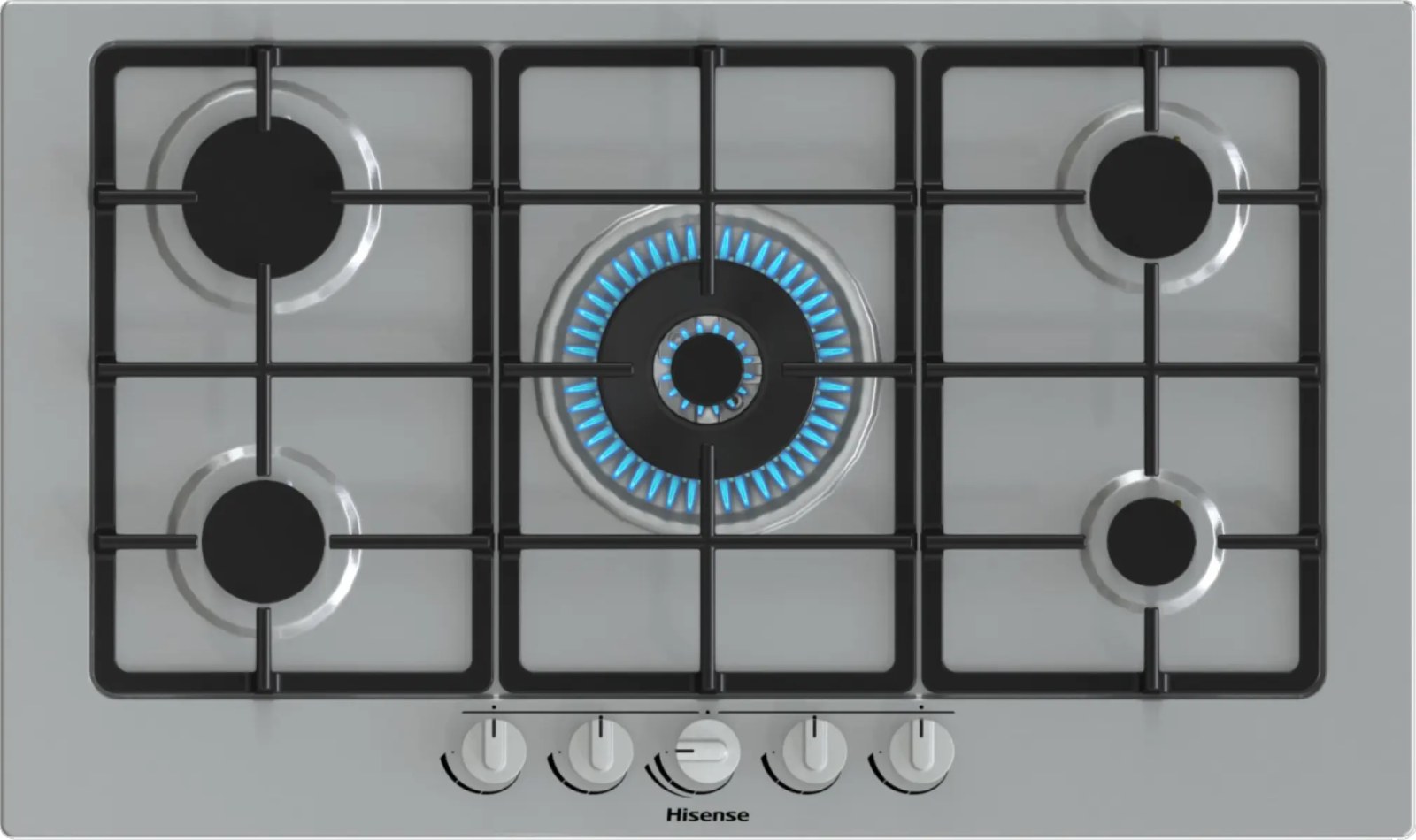 Hisense GM973XF 5-Burner Gas Built-In Hob, Inox