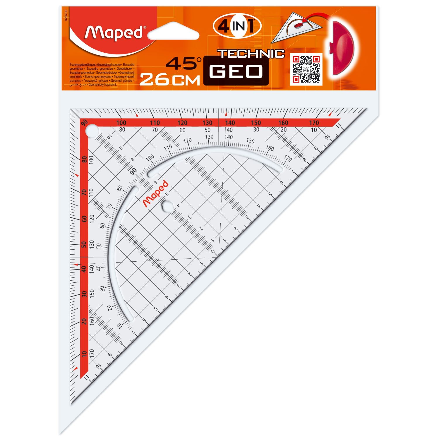 Maped 028700 Technical Geometry Set Square, 45°, 26 cm