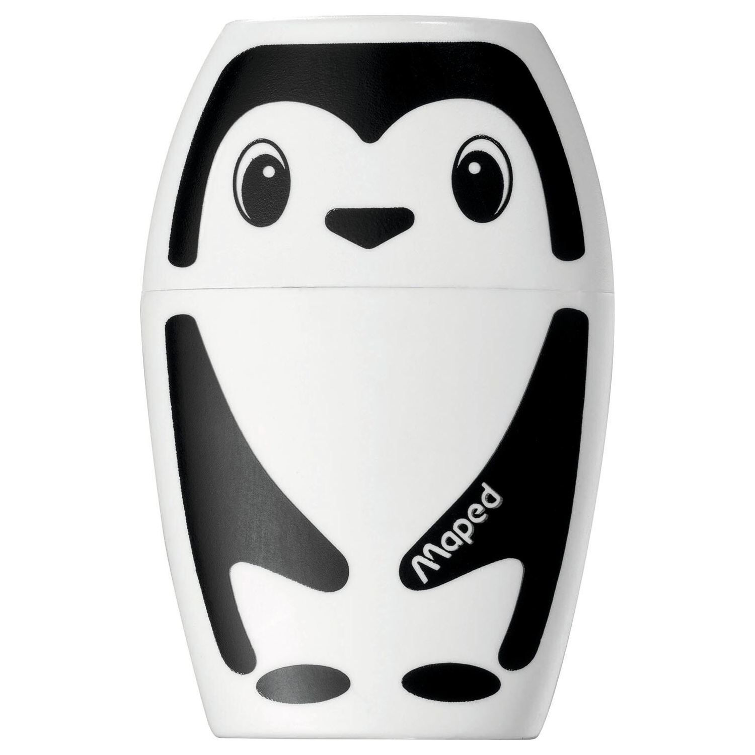Maped Shakky 034014-2 Penguin Pencil Sharpener with Shavings Container
