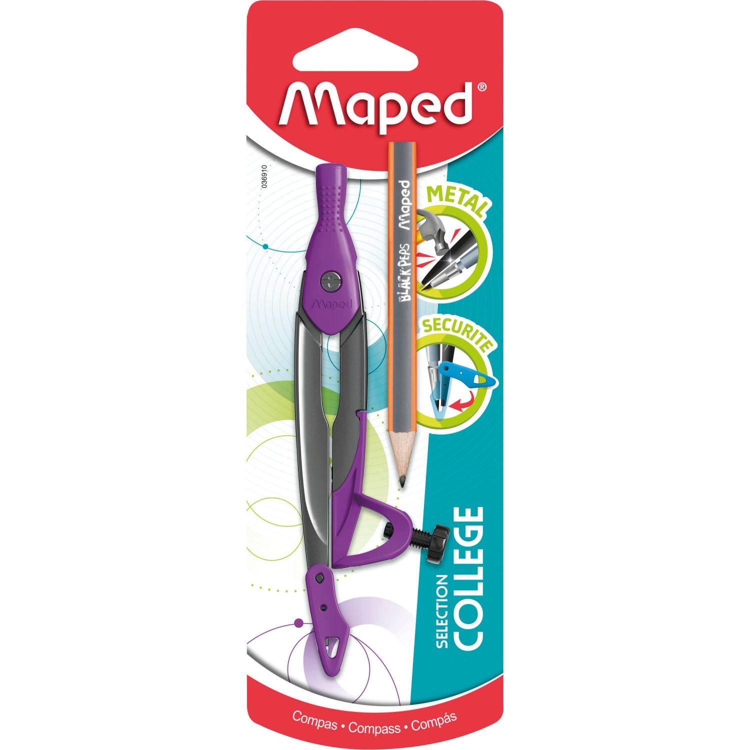 Maped 036910-2 Pencil-Holding Compass, Purple