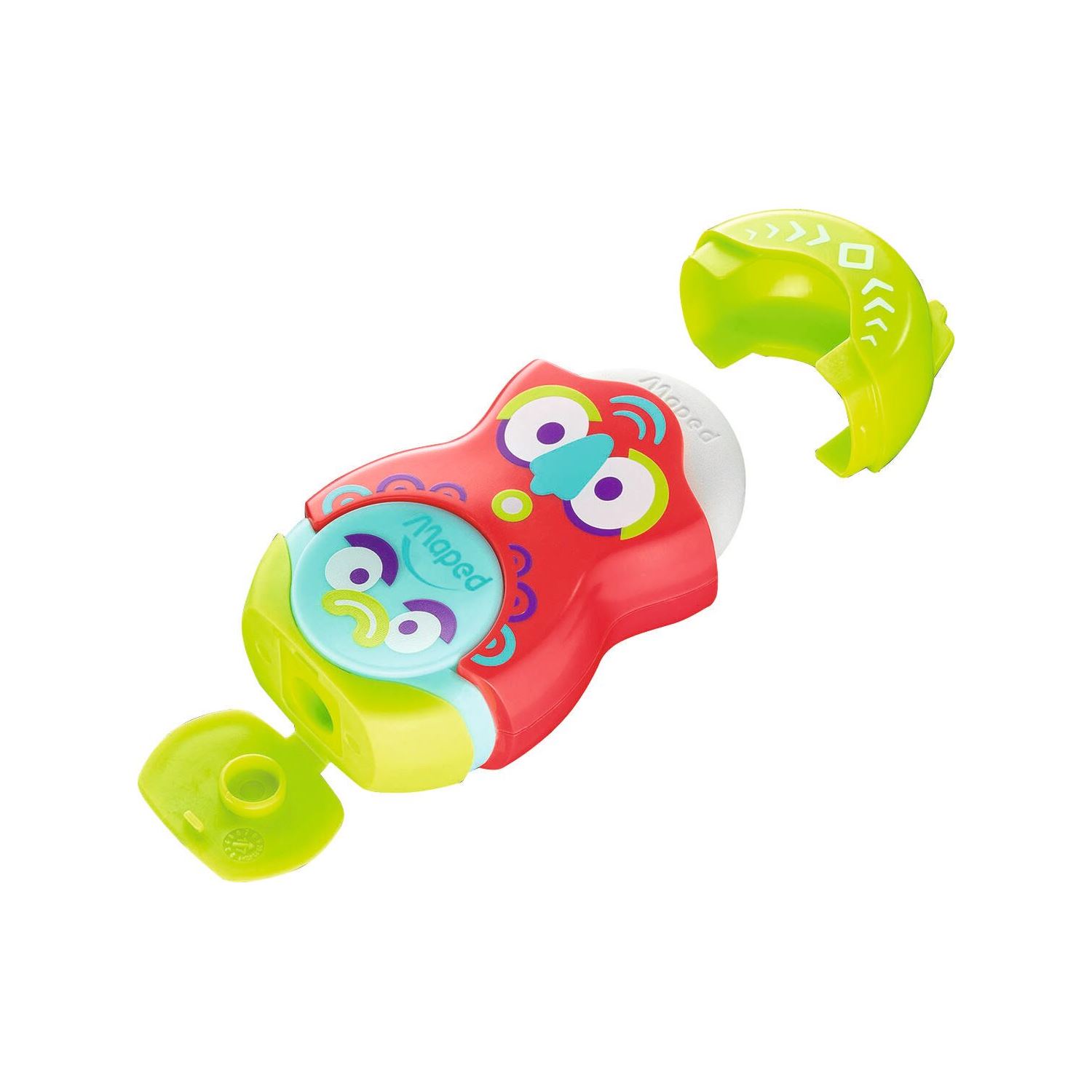 Maped Loopy Fancy Pencil Sharpener with Eraser, Red