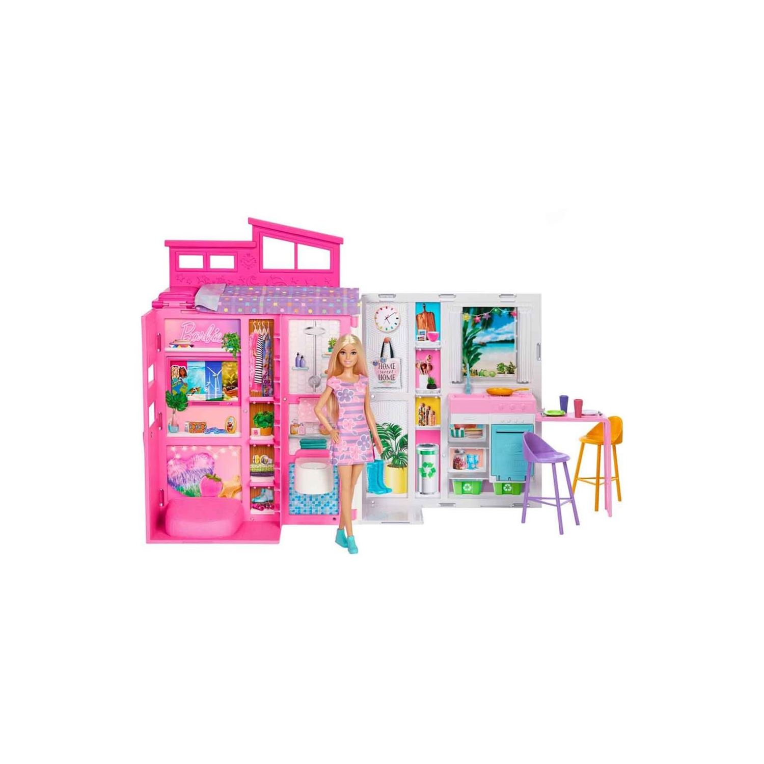 Barbie Portatif Tatil Evi Bebek Ve Oyun Seti