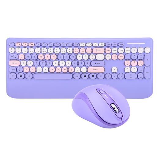 Everest KM-6281 CANDY Renkli Tuşlu Mor Kablosuz Q Multimedia Klavye + Mouse Set