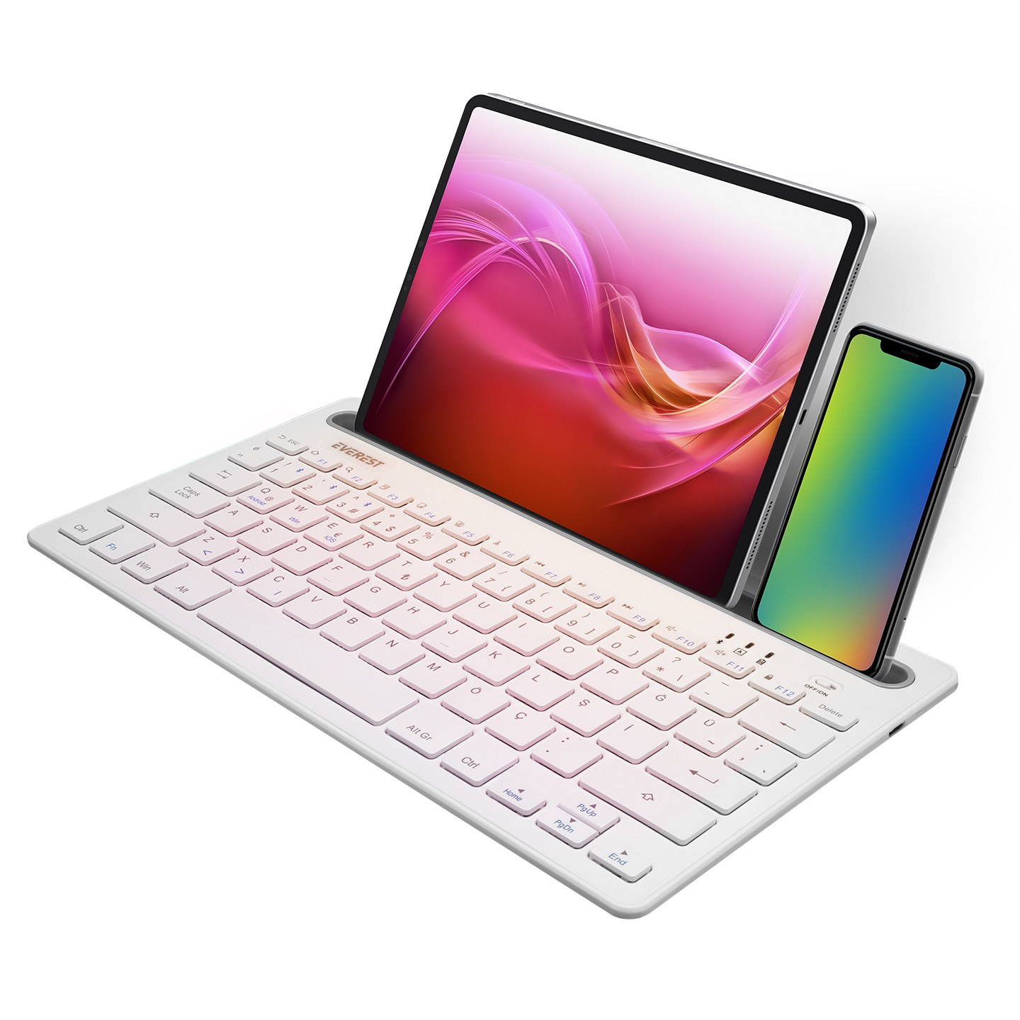 Everest KB-BT82 White/Silver Turkish Q Bluetooth Keyboard