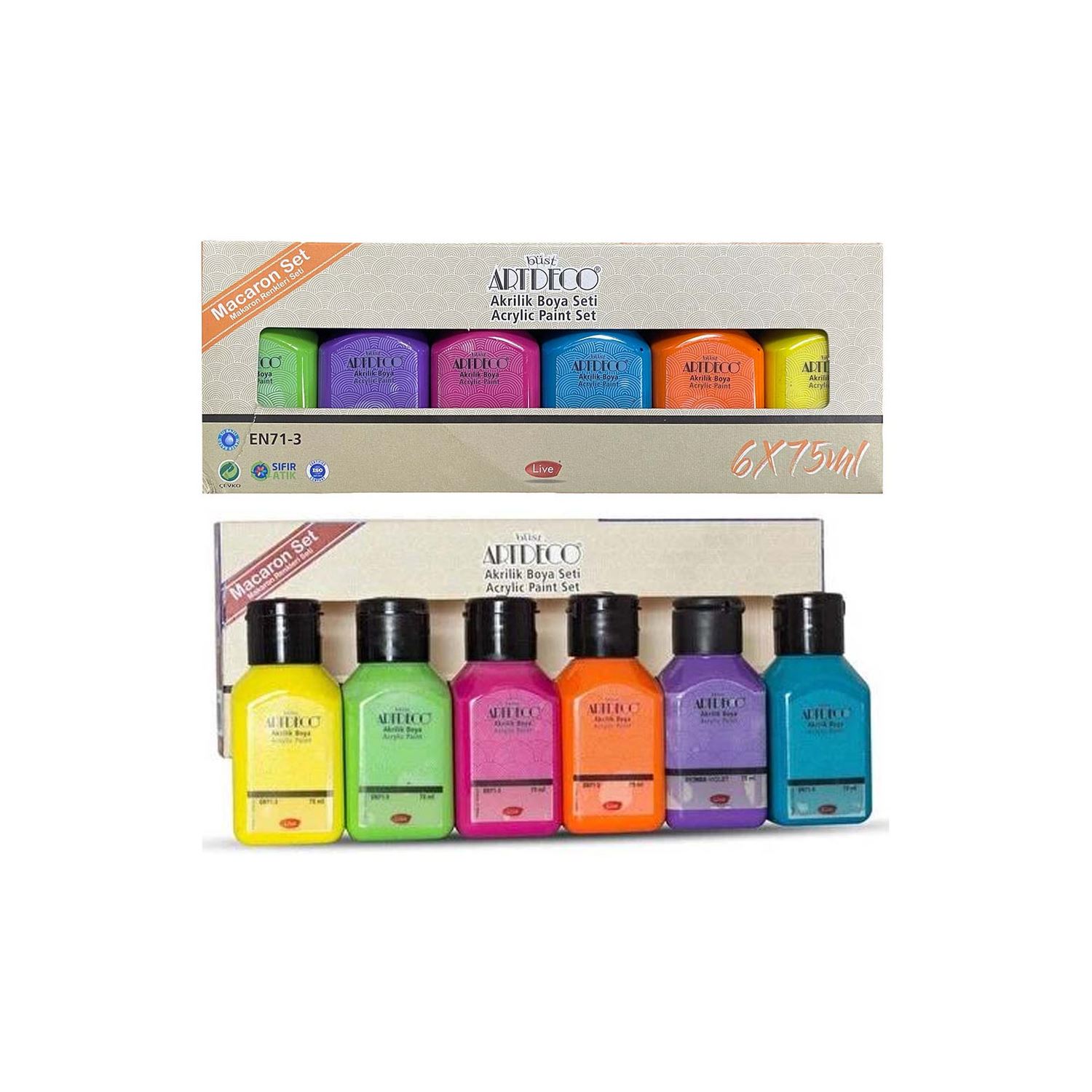 Artdeco Acrylic Paint Set 6 × 75 ml, Macaron Colours